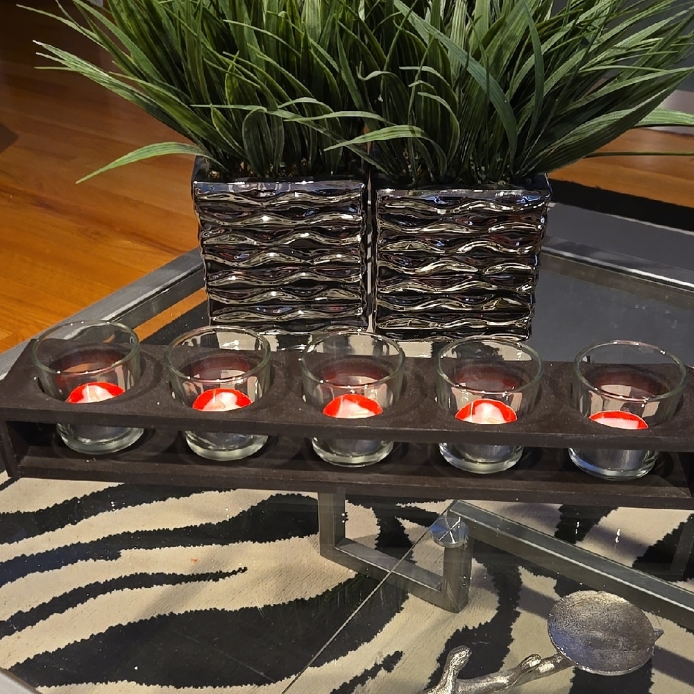 Modern Candle Holder with Glass Votives